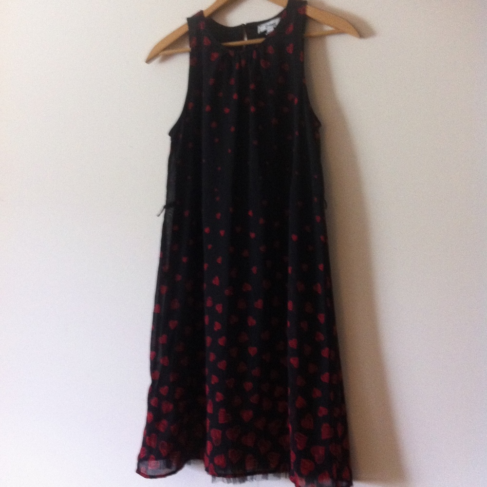 Red & Black Hearts Girls D Signed Dress by Disney